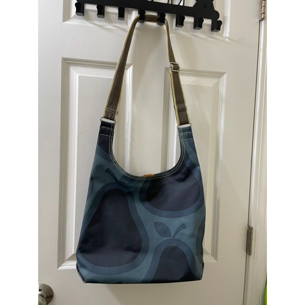 Orla Kiely Coated Canvas Sling Crossbody Bag pears pattern blue